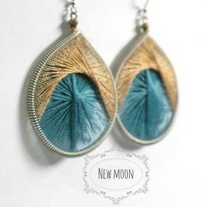 Moon/handmade Thread Earrings/peruvian Earrings/..